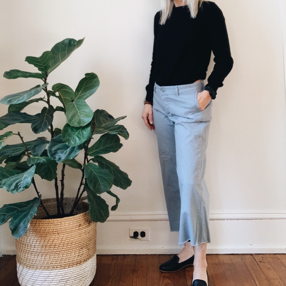 Boyfriend khaki's in dusty blue
